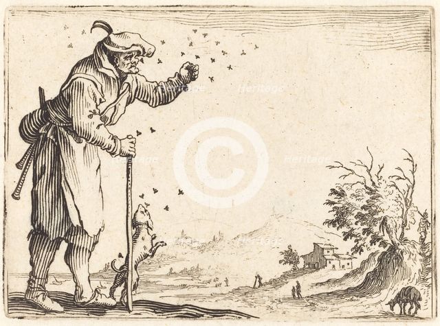 Peasant Attacked by Bees, c. 1622. Creator: Jacques Callot.