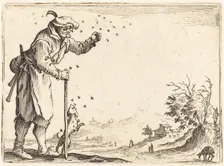 Peasant Attacked by Bees, c. 1622. Creator: Jacques Callot