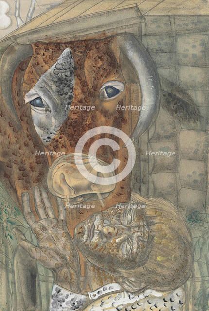 Peasant boy and a cow, 1935.