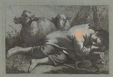 Peasant Boy Asleep near Two Sheep, 1758/1759. Creator: Francesco Londonio