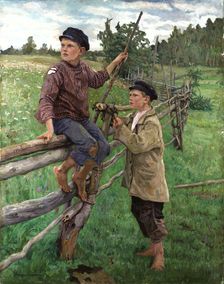 Peasant Boys, 1916. Creator: Bogdanov-Belsky; Nikolai Petrovich (1868-1945)
