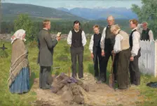 Peasant Burial, 1883-1885. Creator: Erik Werenskiold