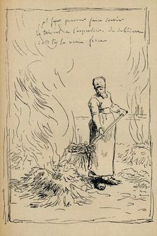 Peasant Burning Weeds 19th century. Artist: Jean Francois Millet