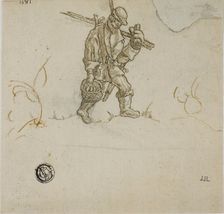 Peasant Carrying Bucket, n.d. Creator: Unknown