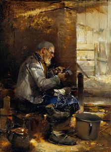 Peasant cobbler, 1897. Creator: Carl von Merode
