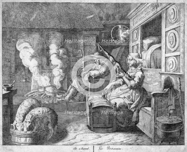 Peasant cottage interior, possibly Netherlands or northern France, 17th century. Artist: Unknown