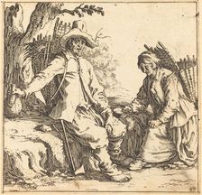 Peasant Couple at Rest, c. 1621. Creator: Jacques Callot