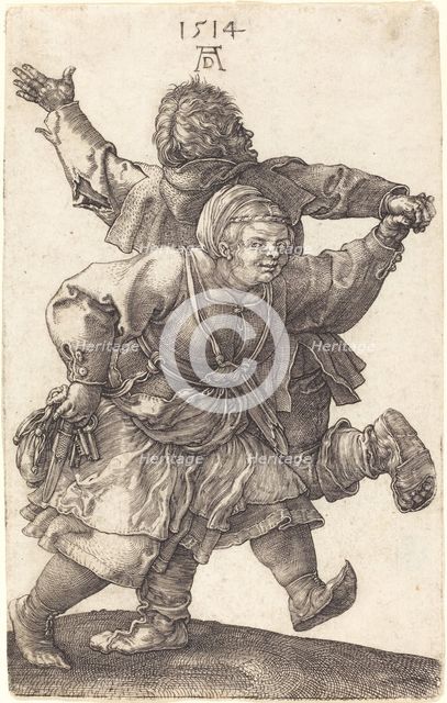 Peasant Couple Dancing, 1514. Creator: Albrecht Durer.