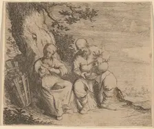 Peasant Couple Sitting under a Tree, c. 1630/1660. Creator: Willem Basse