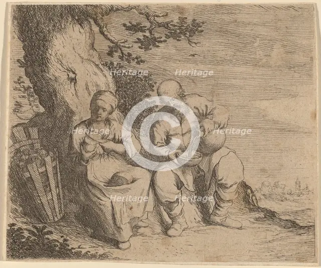 Peasant Couple Sitting under a Tree, c. 1630/1660. Creator: Willem Basse.