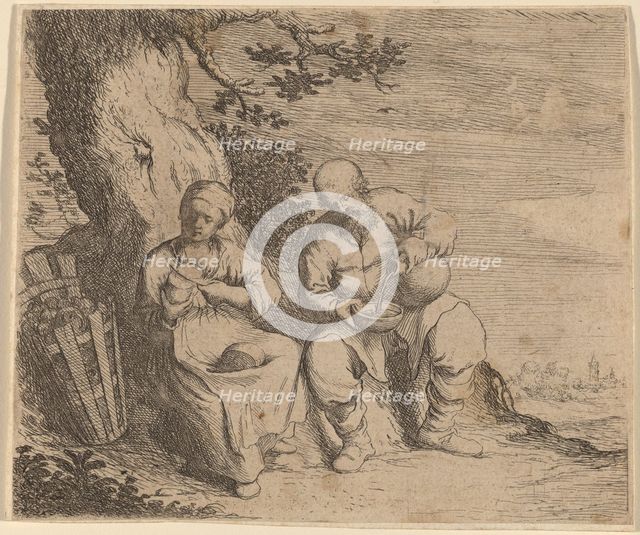 Peasant Couple Sitting under a Tree, c. 1630/1660. Creator: Willem Basse.