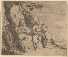 Peasant Couple Sitting under a Tree, c. 1630/1660. Creator: Willem Basse