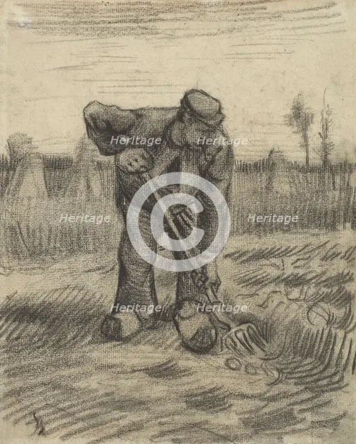 Peasant Digging up Potatoes, 1885. Creator: Vincent van Gogh.