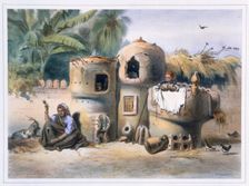 Peasant dwellings in Upper Egypt, 1848. Creator: Eugene Leroux