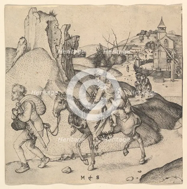 Peasant Family Going to Market, ca. 1435-1491. Creator: Martin Schongauer.