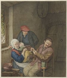 Peasant family in interior, 1768-1825. Creator: Benjamin Wolf