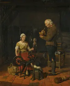 Peasant Family in their Cottage, 1817. Creator: Cornelis Kruseman