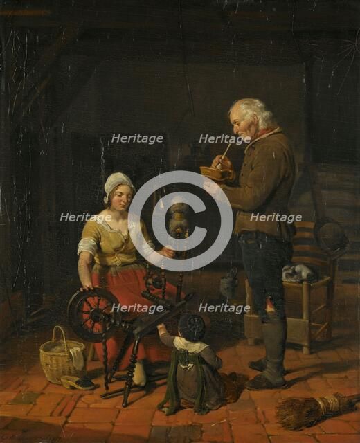 Peasant Family in their Cottage, 1817. Creator: Cornelis Kruseman.