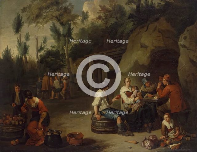Peasant Family Sitting at the Table, 1700. Creator: Norbert van Bloemen.