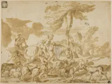 Peasant Family with Sheep and Dog, n.d. Creator: Giovanni Benedetto Castiglione