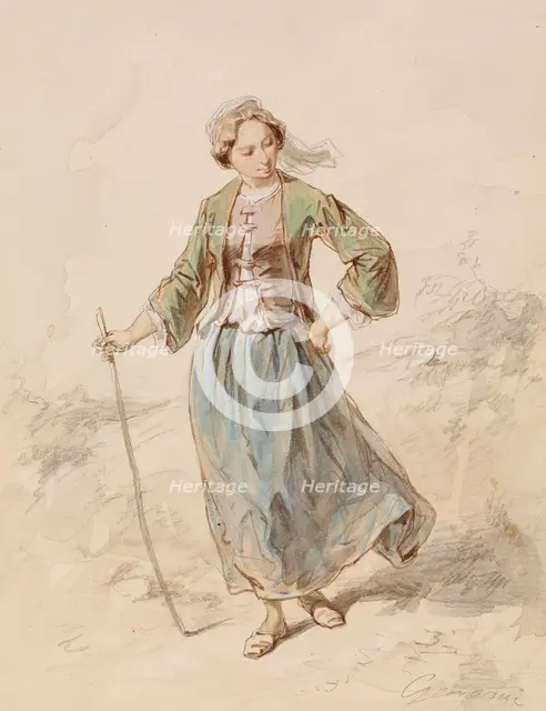 Peasant Girl, 1859-1865. Creator: Paul Gavarni.