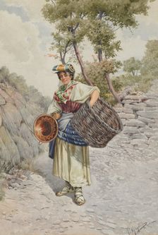 Peasant Girl on a Stony Road, 1800s. Creator: R. Gigli (Italian)