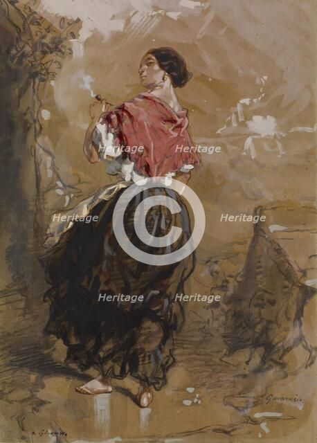Peasant Girl Smoking, 1849. Creator: Paul Gavarni.