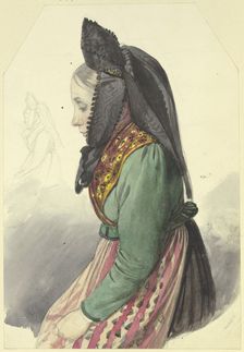 Peasant girl to the left, 19th century. Creator: Jakob Becker