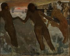 Peasant girls bathing in the sea at dusk