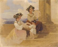 Peasant Girls - Sorrento 1820-1885. Artist: Penry Williams