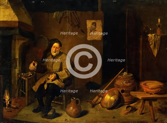 Peasant Holding an Empty Mug, 1655. Creator: Gerritsz Quiringh van Brekelenkam.