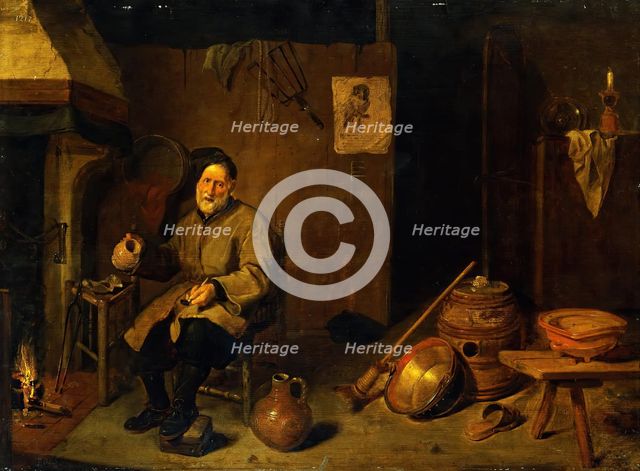 Peasant Holding an Empty Mug, 1655. Creator: Gerritsz Quiringh van Brekelenkam.