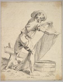 Peasant Holding Fish Net, 18th century. Creator: Unknown