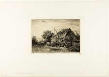 Peasant House with Pond, 1845. Creator: Charles Emile Jacque
