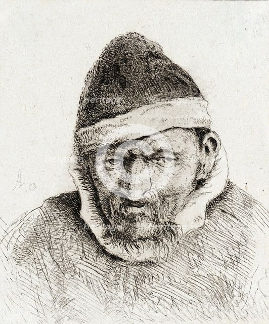 Peasant in a Pointed Fur Cap, c1640. Creator: Adriaen van Ostade.