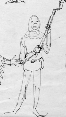 Peasant in hood, c1950. Creator: Shirley Markham