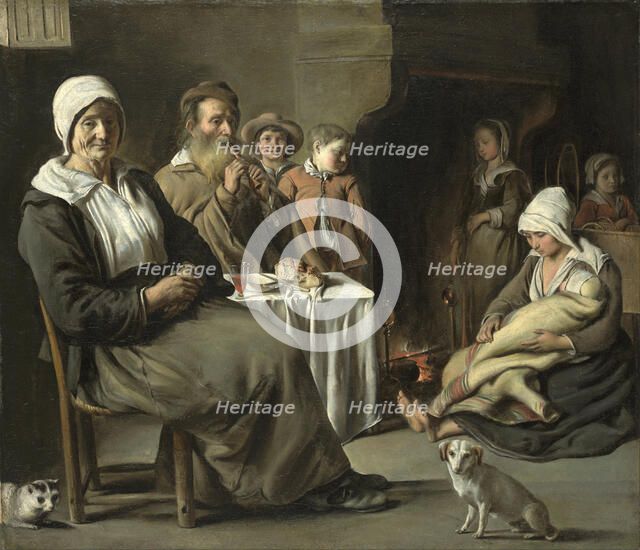 Peasant Interior with an Old Flute Player. Artist: Le Nain, Louis (1593-1648)