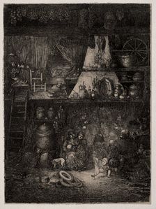 Peasant Interior in the Haute-Garonne, 1858. Creator: Rodolphe Bresdin (French, 1822-1885)