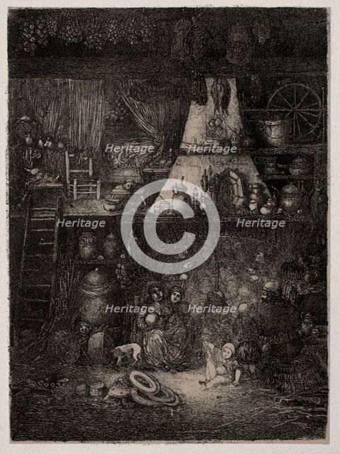 Peasant Interior in the Haute-Garonne, 1858. Creator: Rodolphe Bresdin (French, 1822-1885).