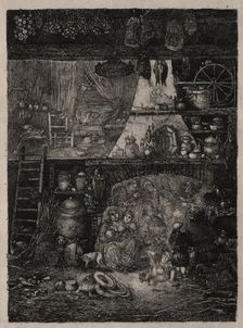 Peasant Interior in the Haute-Garonne, 1858. Creator: Rodolphe Bresdin (French, 1822-1885)