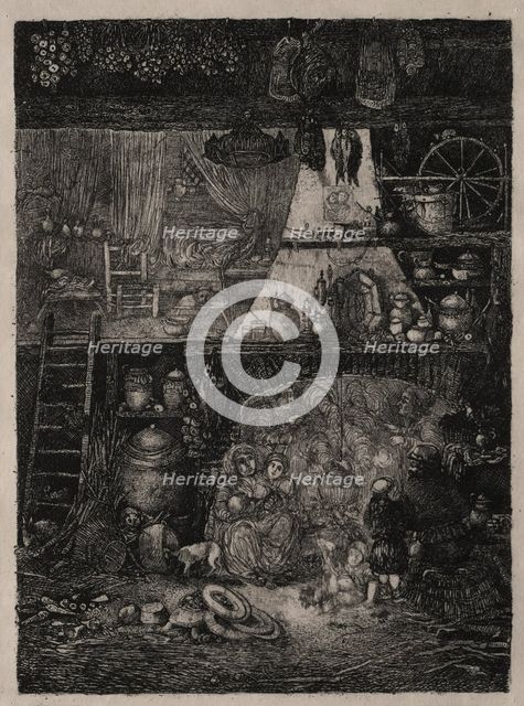Peasant Interior in the Haute-Garonne, 1858. Creator: Rodolphe Bresdin (French, 1822-1885).