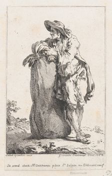 Peasant Leaning on a Sack of Grain, 1758. Creator: Catherine Francoise Beauvarlet