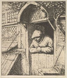 Peasant Leaning on Door, 1610-85. Creator: Adriaen van Ostade
