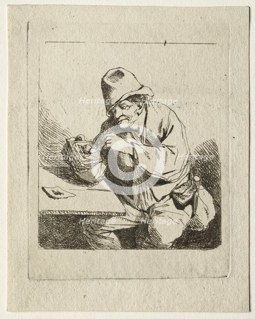 Peasant Lighting his Pipe, mid 1600s. Creator: Cornelis Pietersz Bega (Dutch, 1631/32-1664).