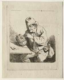Peasant Lighting his Pipe, mid 1600s. Creator: Cornelis Pietersz Bega (Dutch, 1631/32-1664)