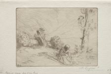 Peasant near a Stone Fence. Creator: Alphonse Legros (French, 1837-1911)