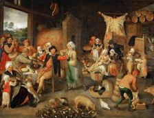 Peasant parlour with noble visitors