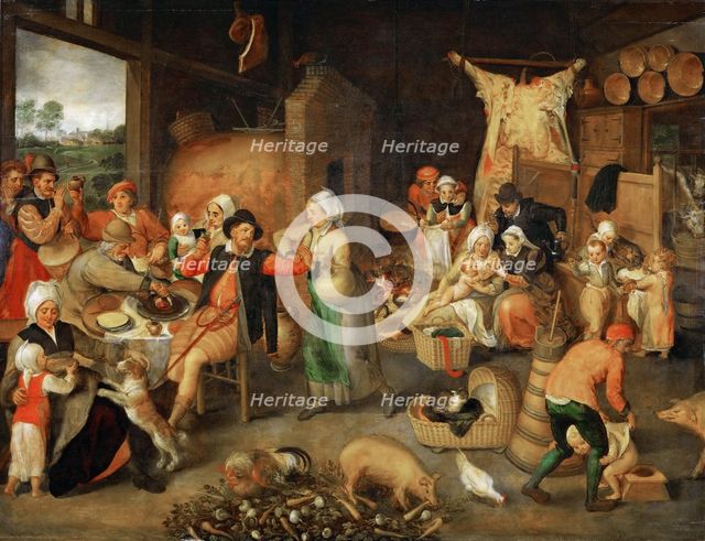Peasant parlour with noble visitors.