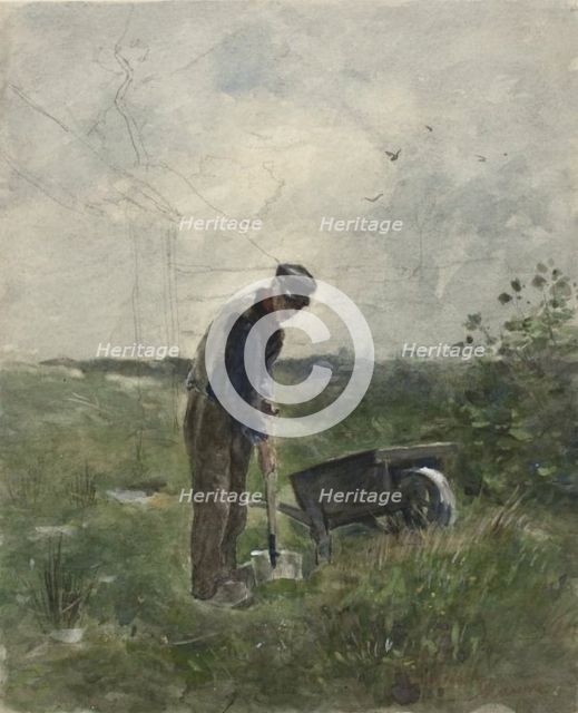 Peasant Plowing, n.d. Creator: Anton Mauve.