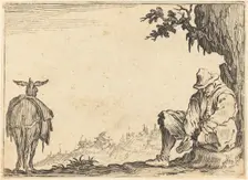 Peasant Removing His Shoe, c. 1622. Creator: Jacques Callot